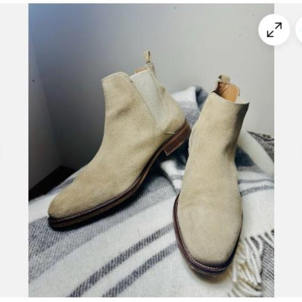 ALDO Mens Chelsea Boot Taupe Beige Suede Leather Sz 12 ALDOs Made In Europe